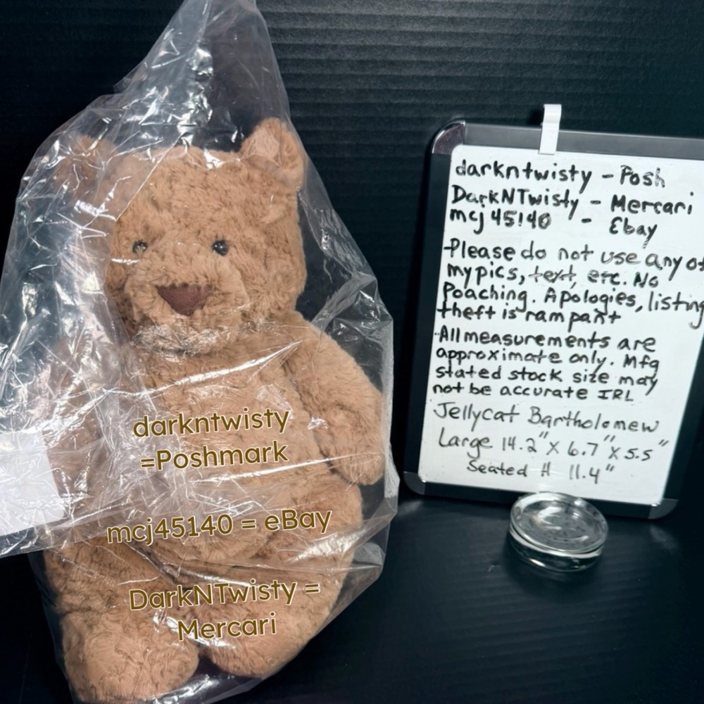 BNWT JELLYCAT LARGE BARTHOLOMEW Teddy Bear Great Gift 1 of 2 sealed in MFG bag